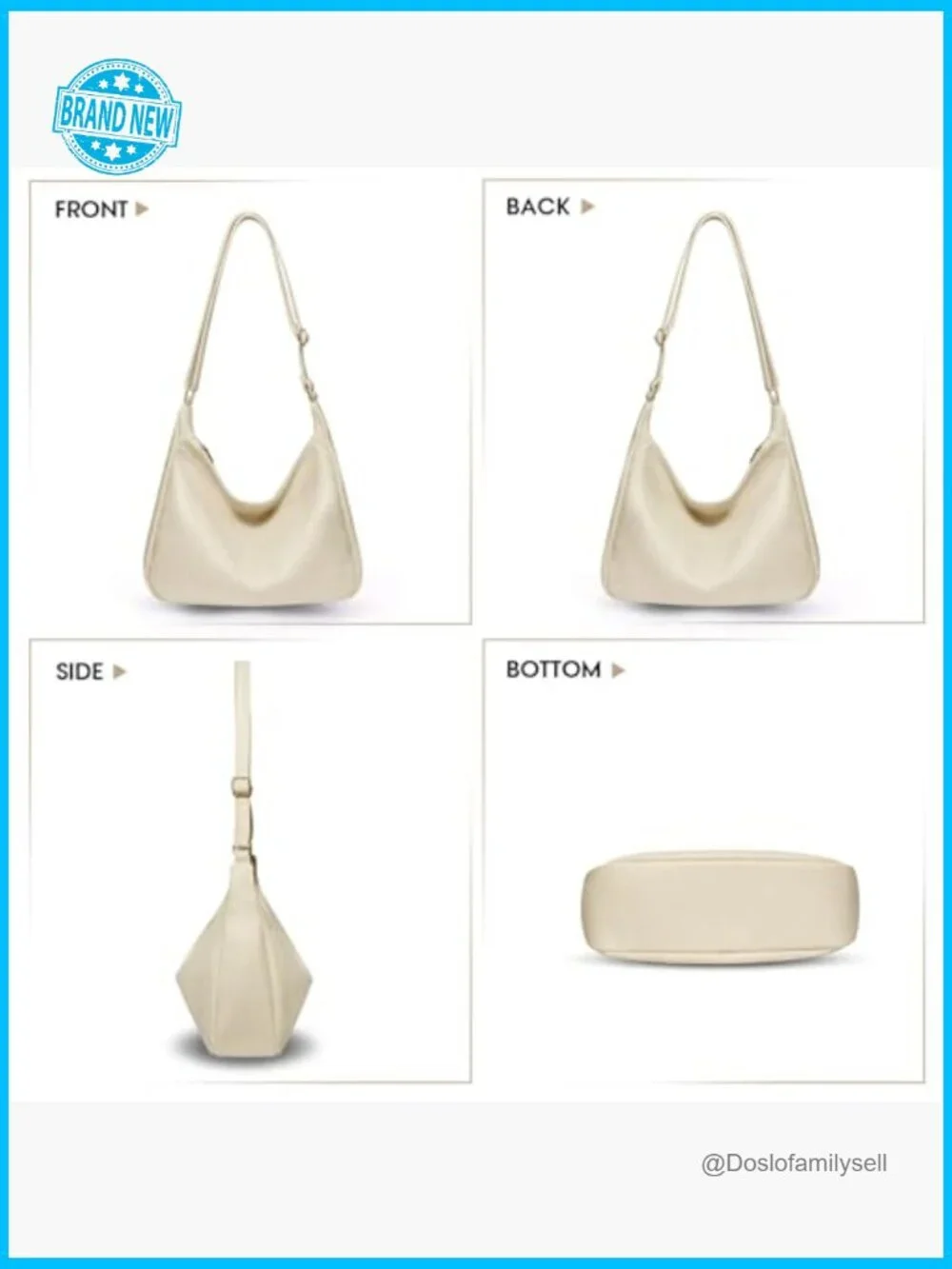 Foldable Vegan Leather Slouchy Hobo Tote Bag Adjustable Shoulder Strap Handbag